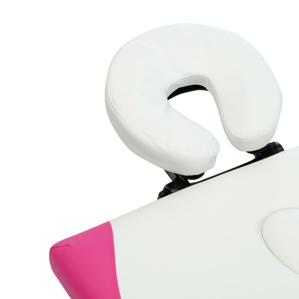 4 zónás fehér és pink összecsukható alumínium masszázsasztal