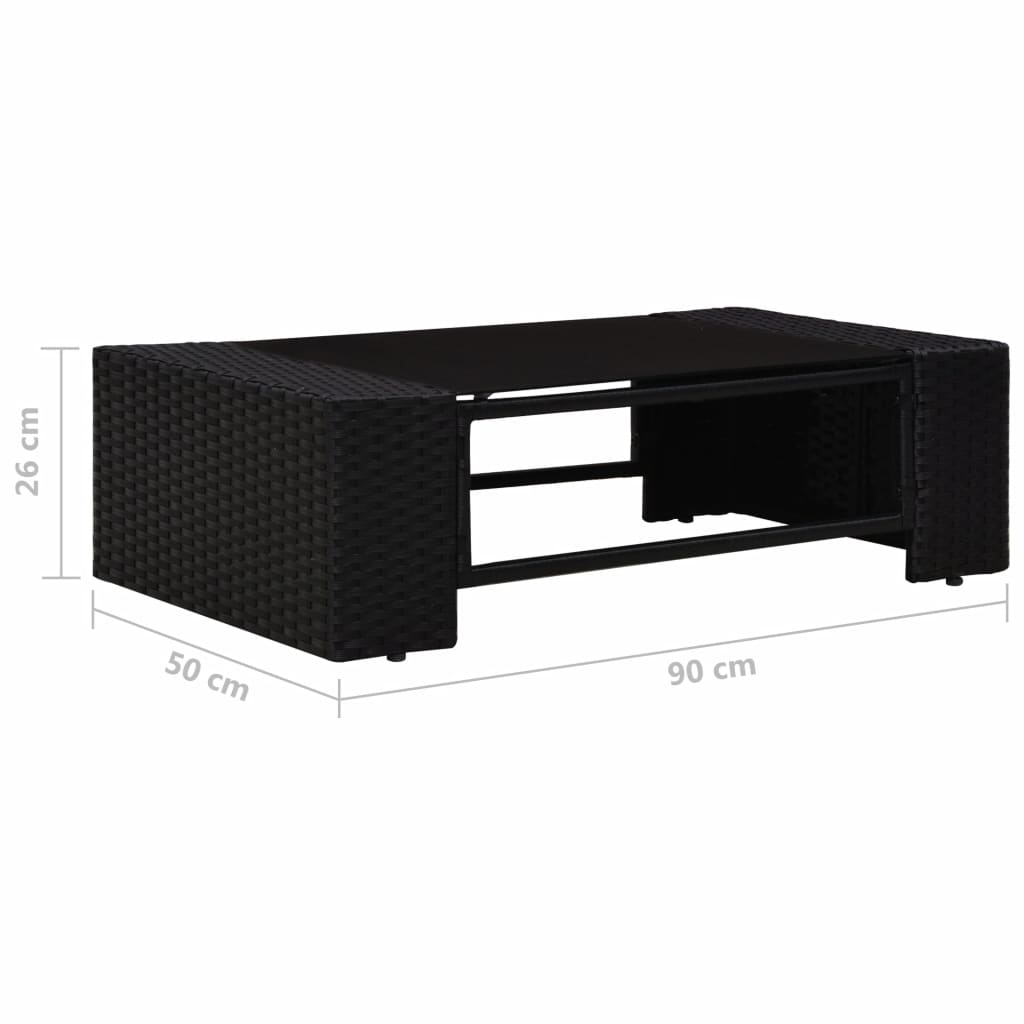 5 részes fekete polyrattan kerti ülőgarnitúra
