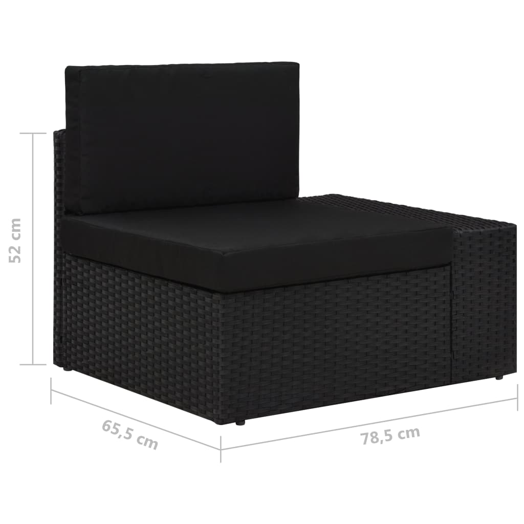 5 részes fekete polyrattan kerti ülőgarnitúra