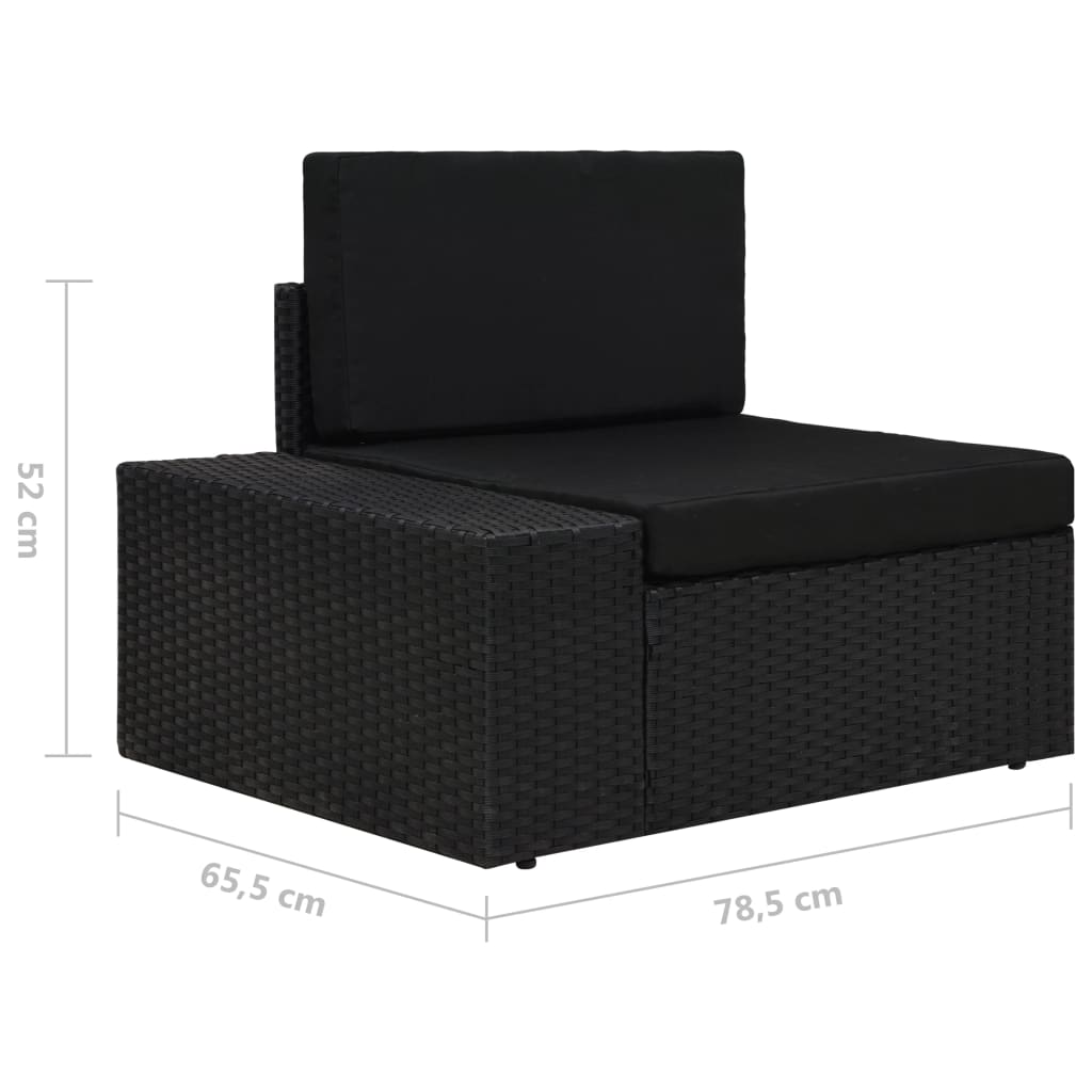 5 részes fekete polyrattan kerti ülőgarnitúra