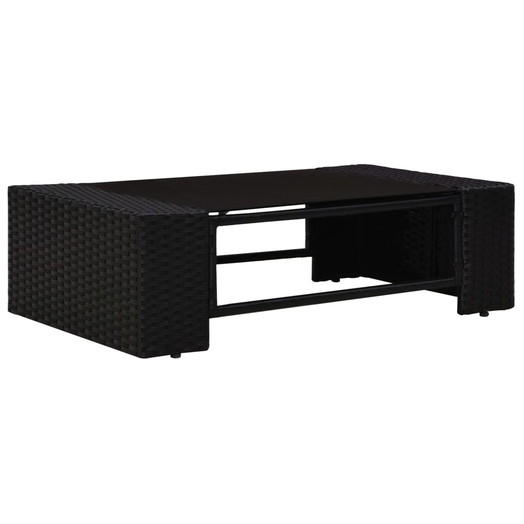 4 részes fekete polyrattan kerti ülőgarnitúra