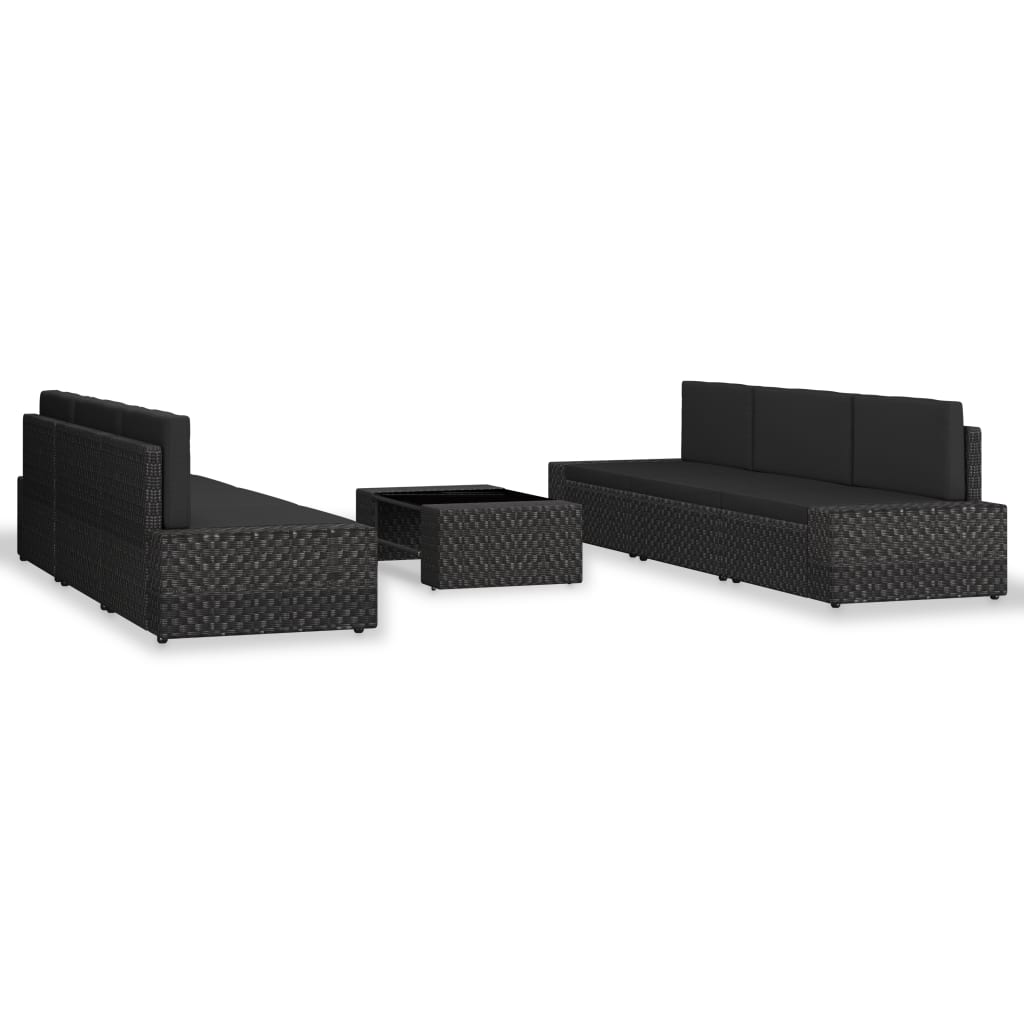 7 részes fekete polyrattan kerti ülőgarnitúra