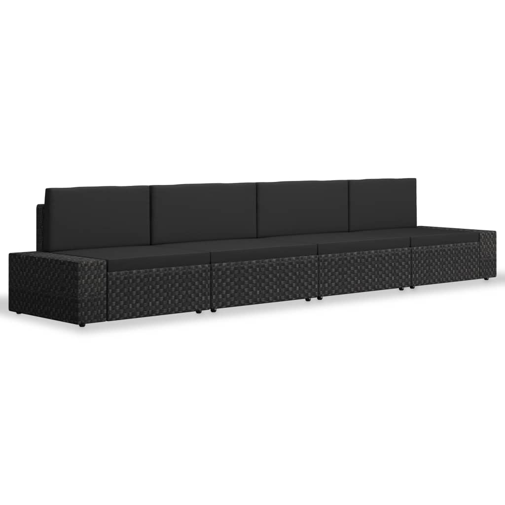 4 részes fekete polyrattan kerti ülőgarnitúra 4 részes fekete polyrattan kerti ülőgarnitúra