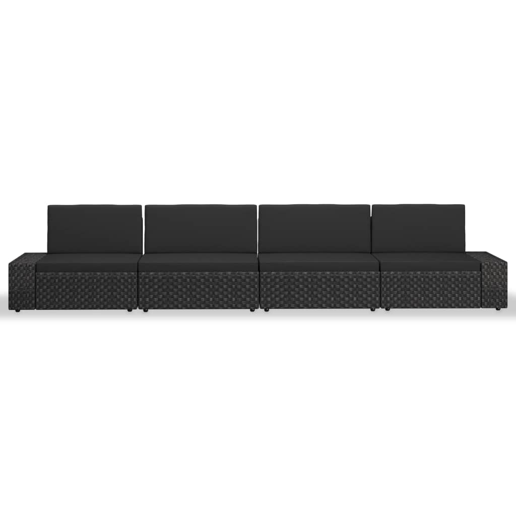 4 részes fekete polyrattan kerti ülőgarnitúra 4 részes fekete polyrattan kerti ülőgarnitúra