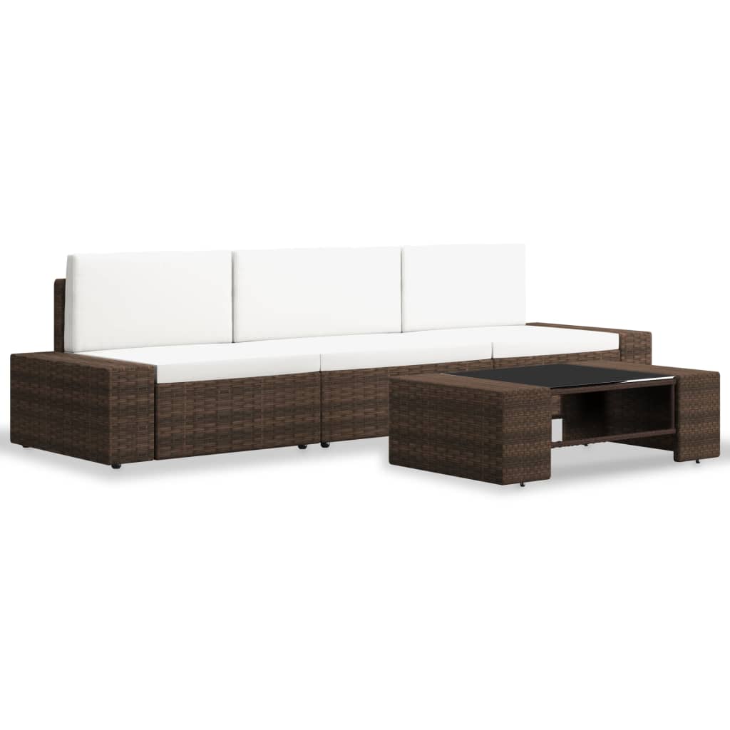 4 részes barna polyrattan kerti ülőgarnitúra