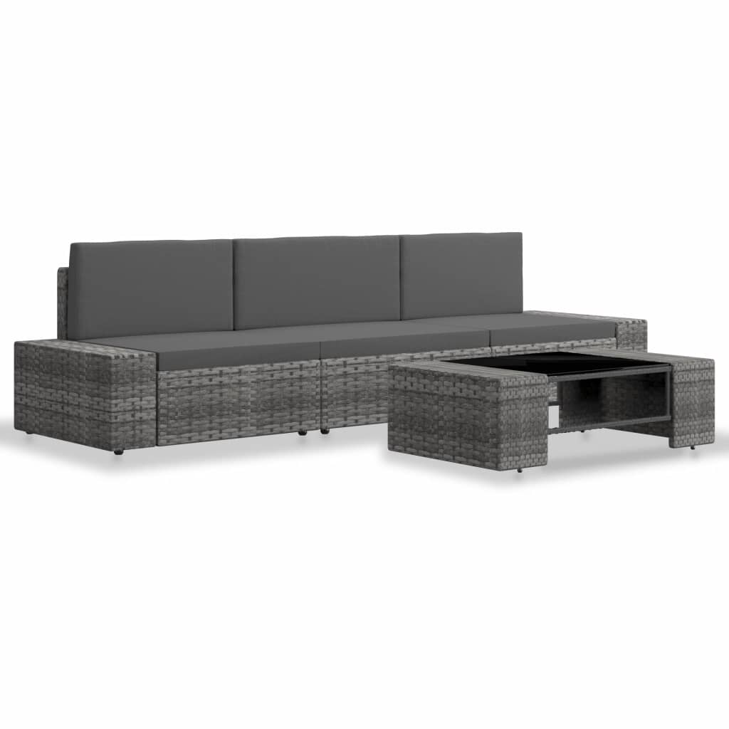 4 részes szürke polyrattan kerti ülőgarnitúra 4 részes szürke polyrattan kerti ülőgarnitúra