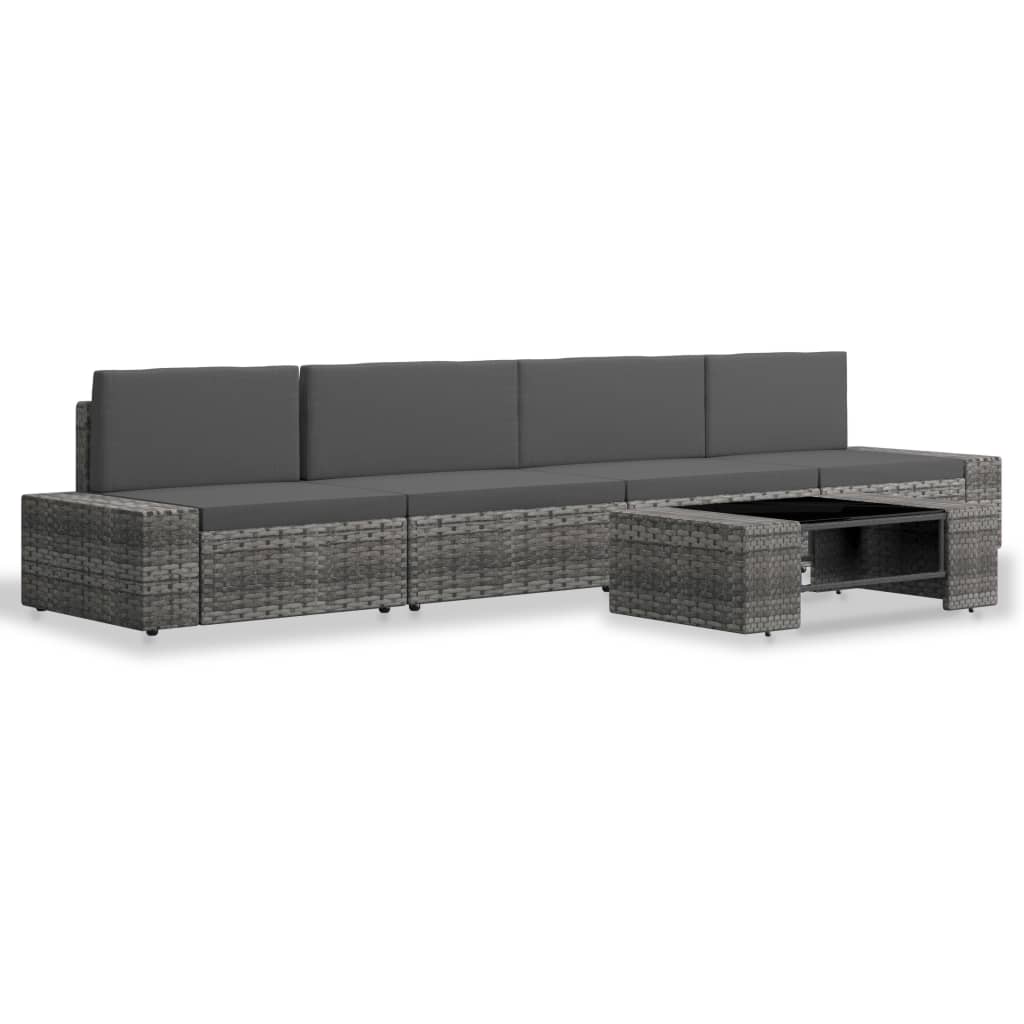 5 részes szürke polyrattan kerti ülőgarnitúra 5 részes szürke polyrattan kerti ülőgarnitúra