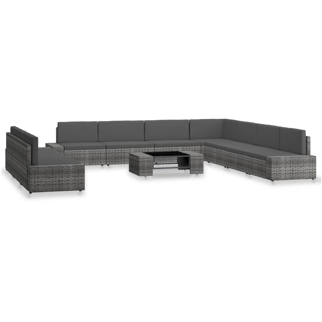 10 részes szürke polyrattan kerti ülőgarnitúra