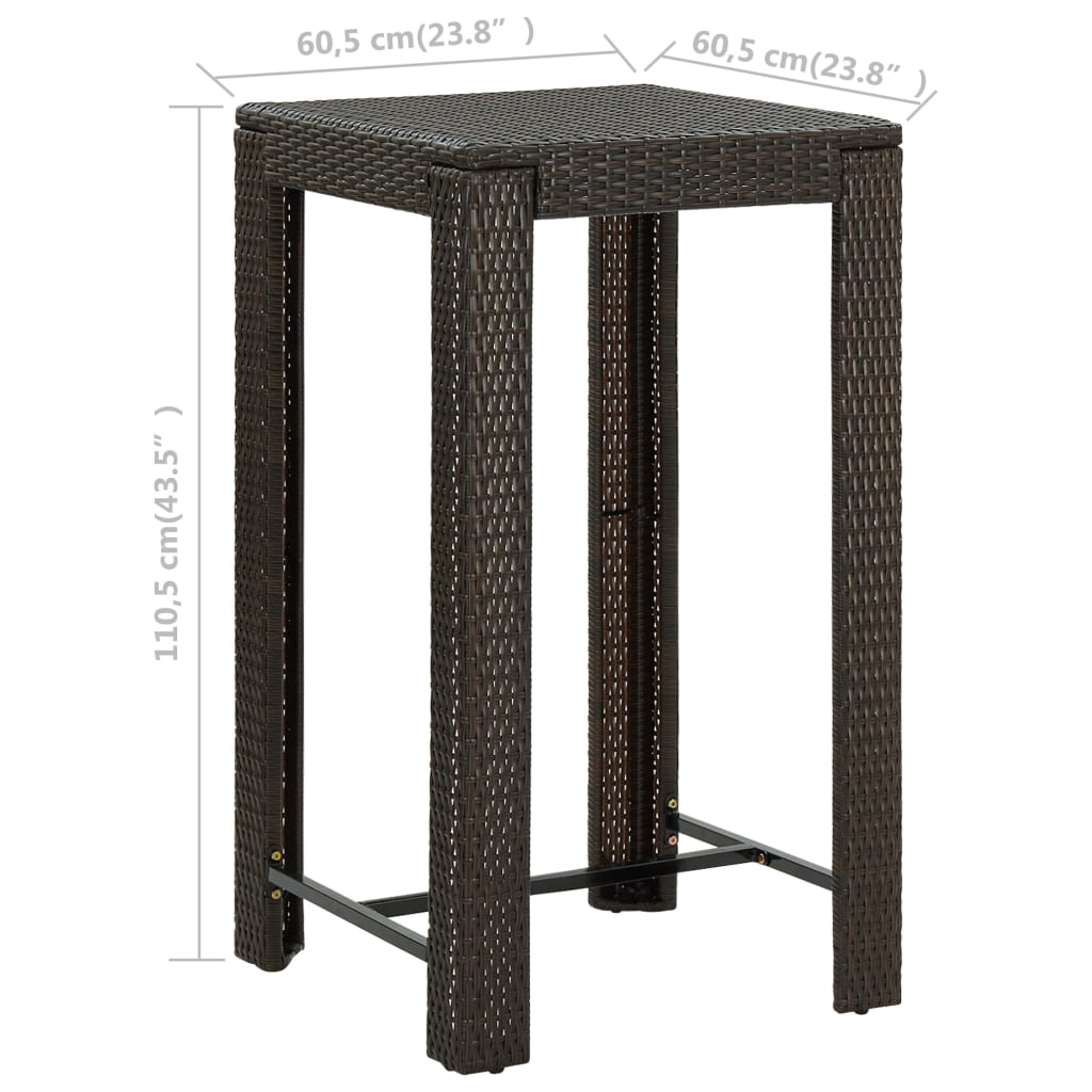 Barna polyrattan kerti bárasztal 60,5 x 60,5 x 110,5 cm Barna polyrattan kerti bárasztal 60,5 x 60,5 x 110,5 cm