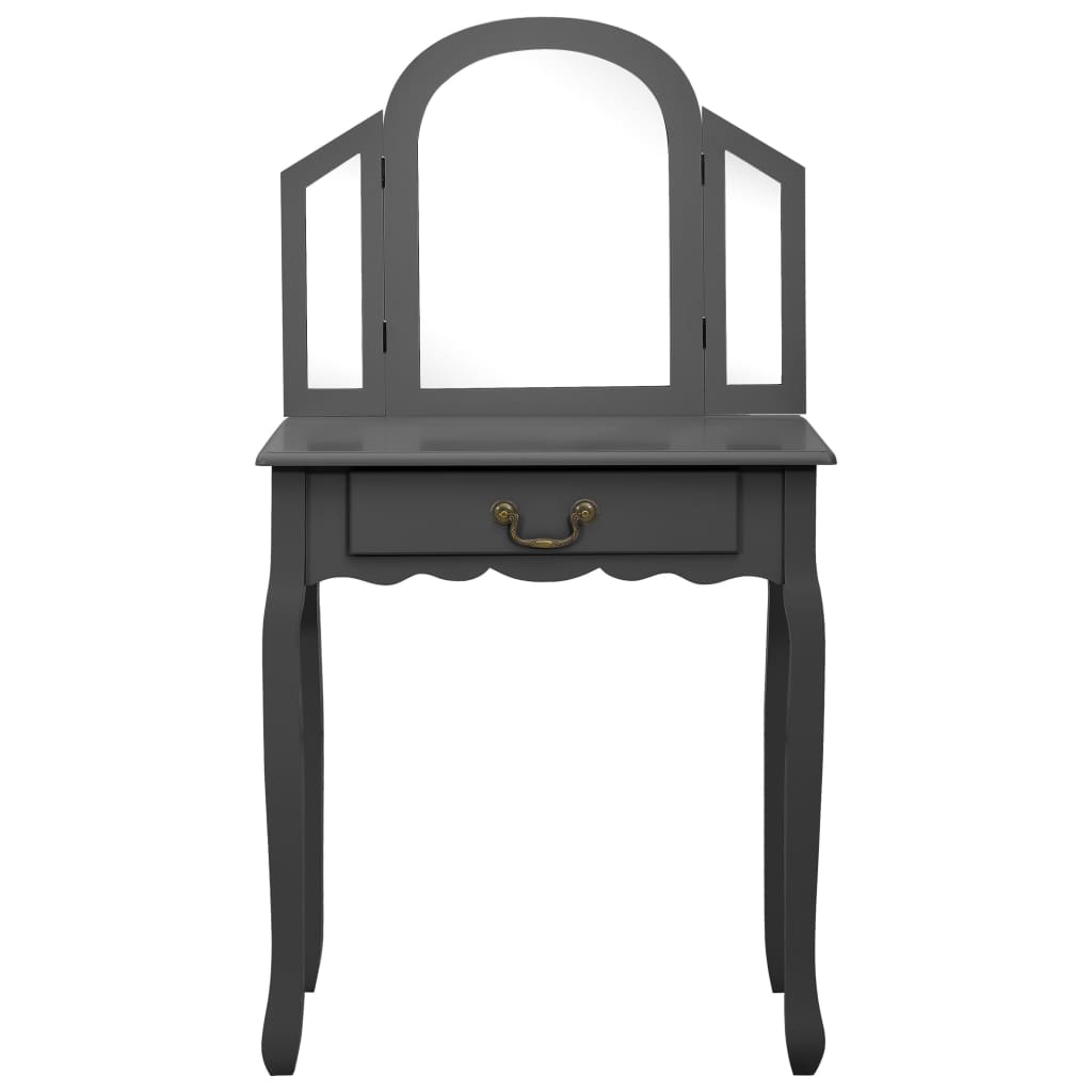 Szürke császárfa mdf fésülködőasztal ülőkével 65x36x128 cm