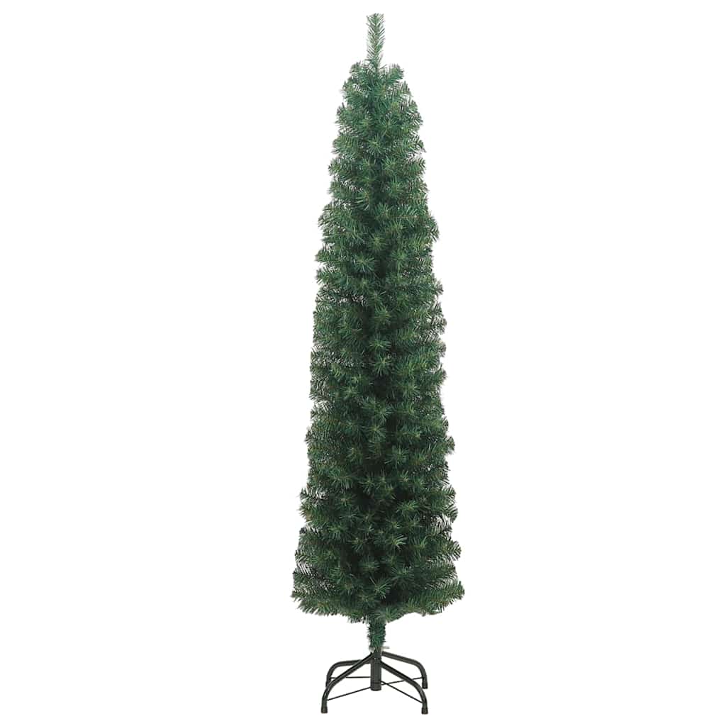 Zöld pvc vékony műkarácsonyfa állvánnyal 210 cm
