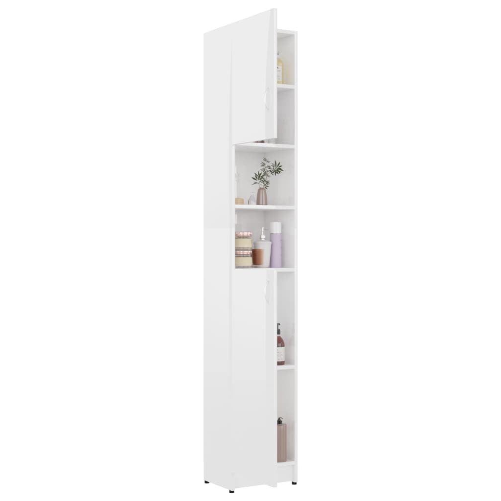 Magasfényű fehér forgácslap fürdőszobaszekrény 32x25,5x190 cm Magasfényű fehér forgácslap fürdőszobaszekrény 32x25,5x190 cm
