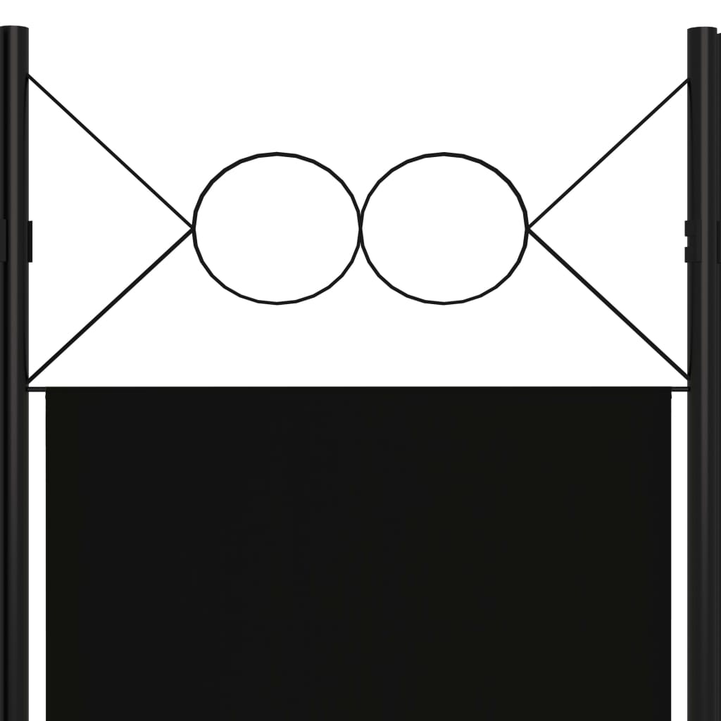 Fekete 5 paneles paraván 200 x 180 cm