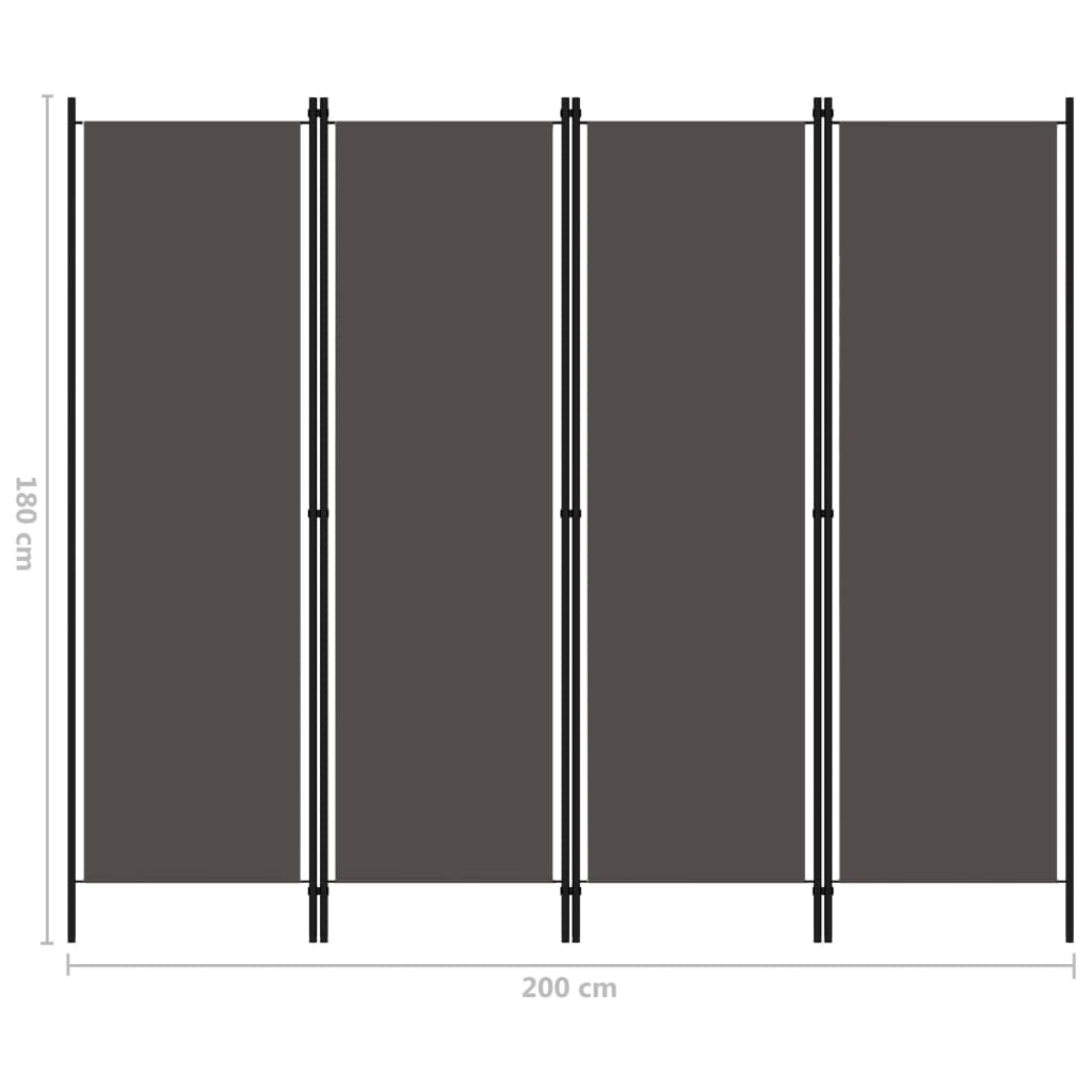 Antracitszürke 4 paneles paraván 200 x 180 cm Antracitszürke 4 paneles paraván 200 x 180 cm