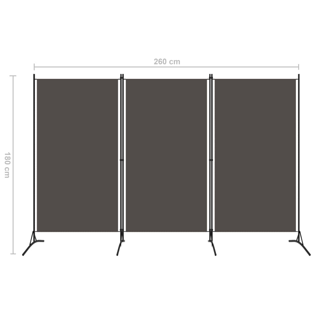 Antracitszürke 3 paneles paraván 260 x 180 cm Antracitszürke 3 paneles paraván 260 x 180 cm