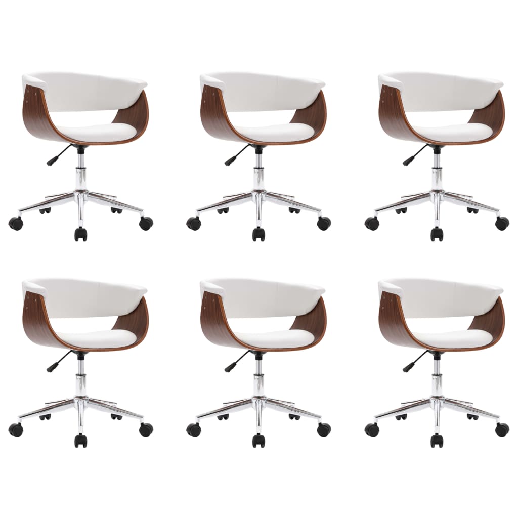 6 db fehér forgó műbőr étkezőszék