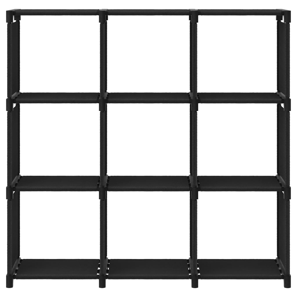 9 rekeszes fekete szövet bemutató polc 103 x 30 x 107,5 cm