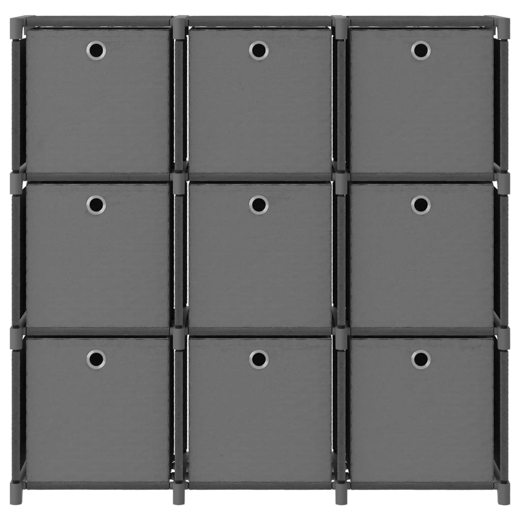 9 rekeszes szürke szövet polc dobozokkal 103 x 30 x 107,5 cm