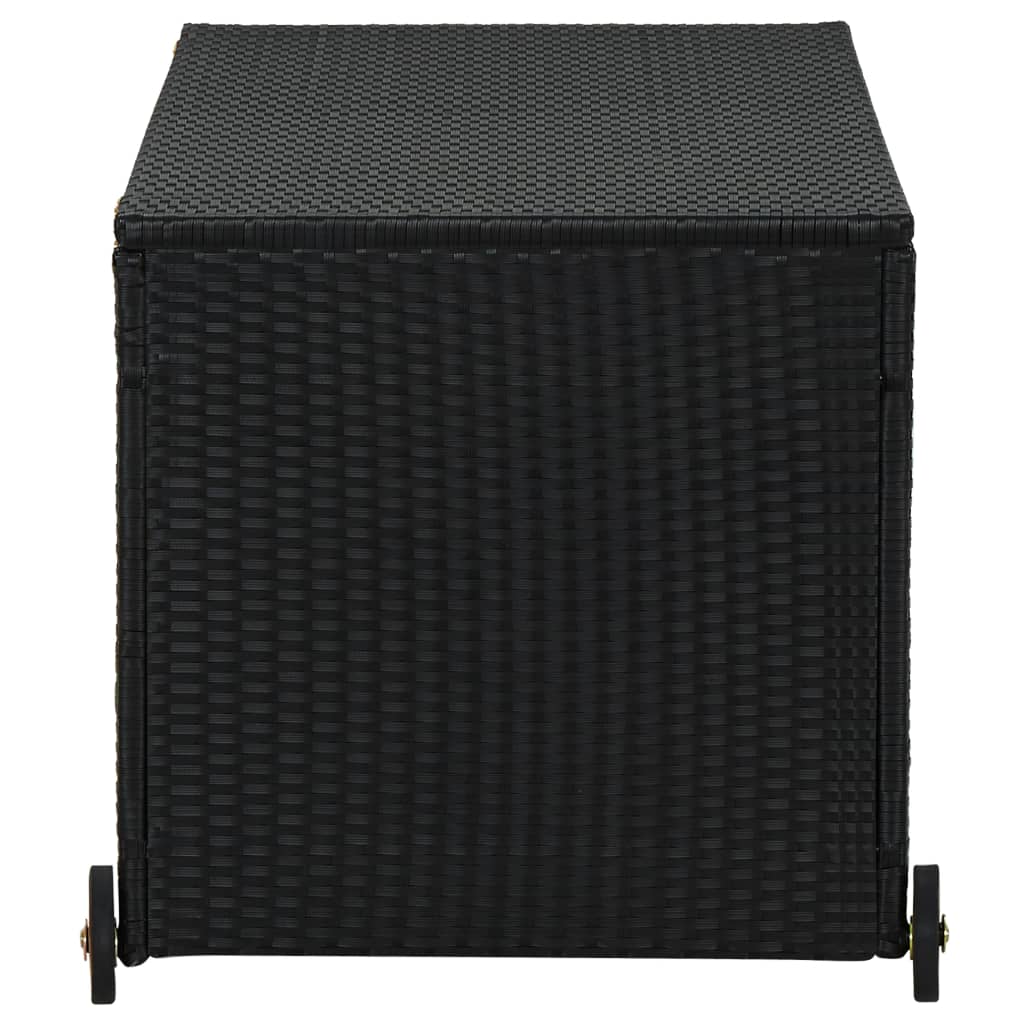 Fekete polyrattan kerti tárolóláda 120 x 65 x 61 cm