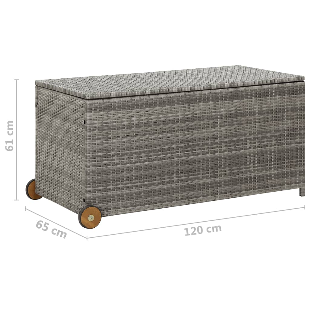 Világosszürke polyrattan kerti tárolóláda 120 x 65 x 61 cm