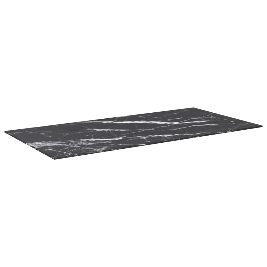 Fekete edzett üveg asztallap márványdizájnnal 100 x 50 cm 6 mm