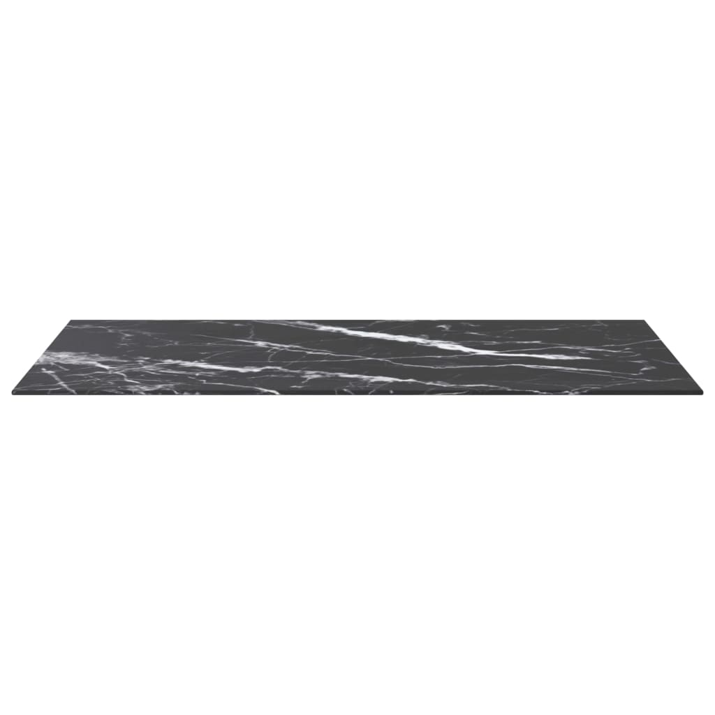 Fekete edzett üveg asztallap márványdizájnnal 100 x 50 cm 6 mm