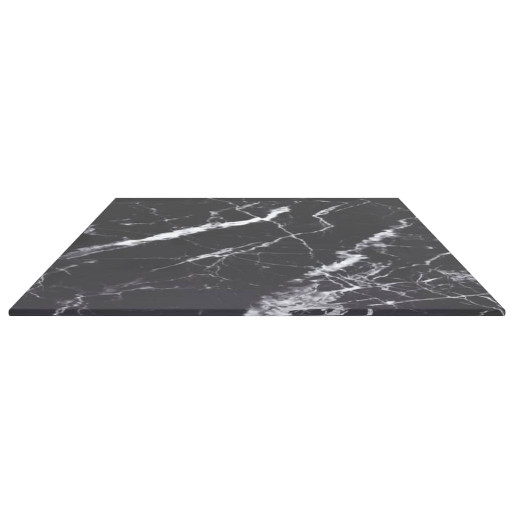 Fekete edzett üveg asztallap márványdizájnnal 100 x 50 cm 6 mm