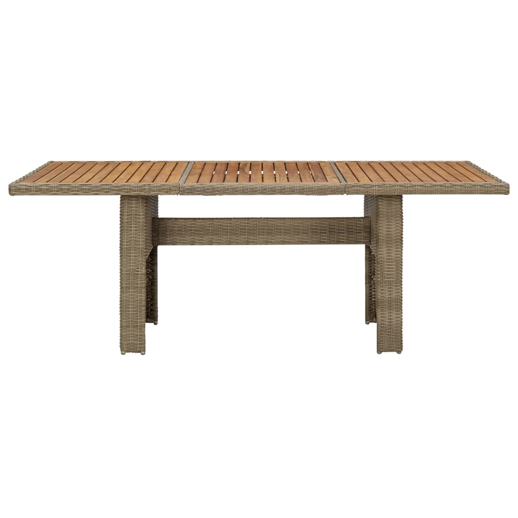 Barna polyrattan kerti étkezőasztal 200 x 100 x 74 cm