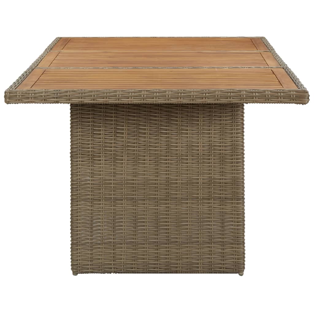 Barna polyrattan kerti étkezőasztal 200 x 100 x 74 cm