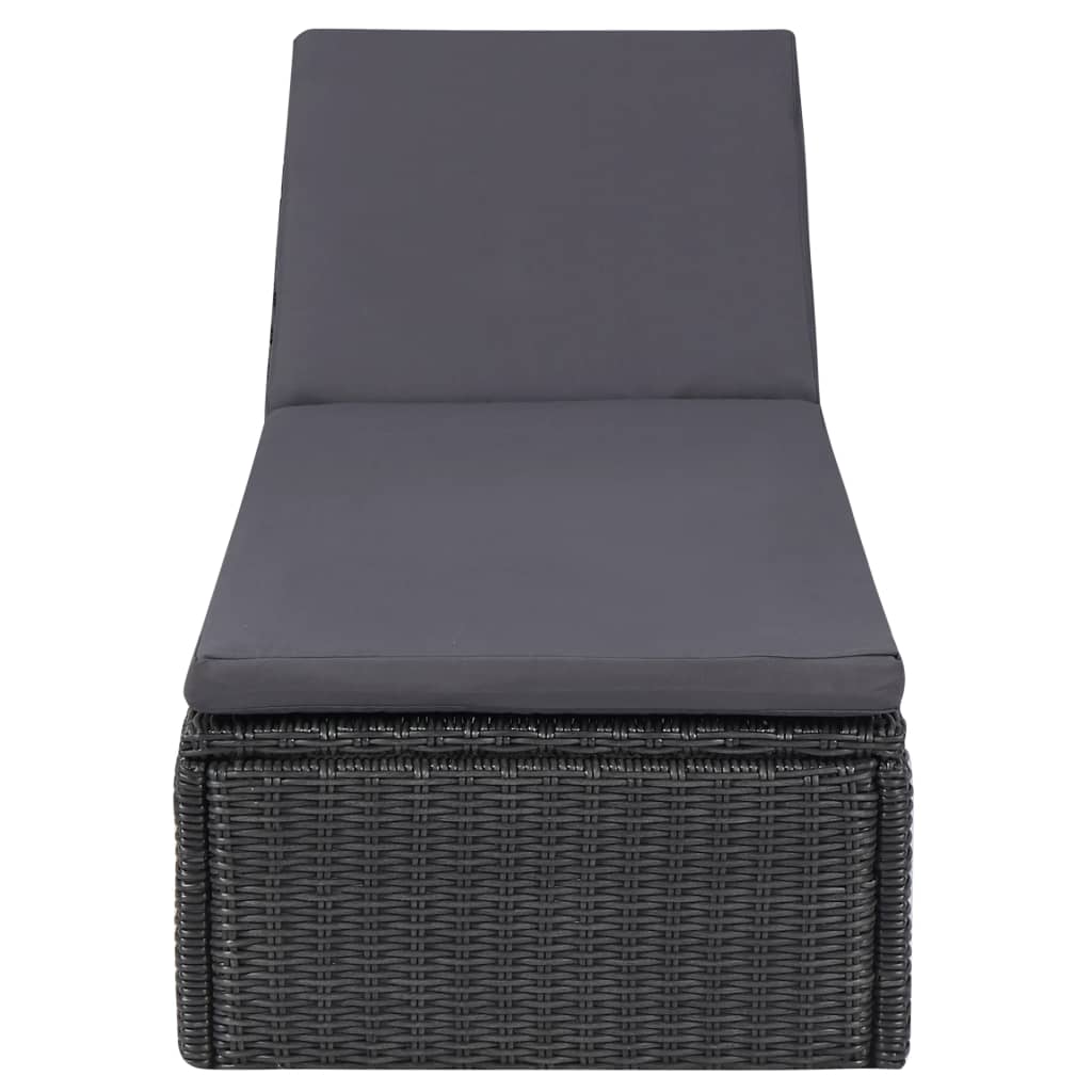 Sötétszürke polyrattan napozóágy