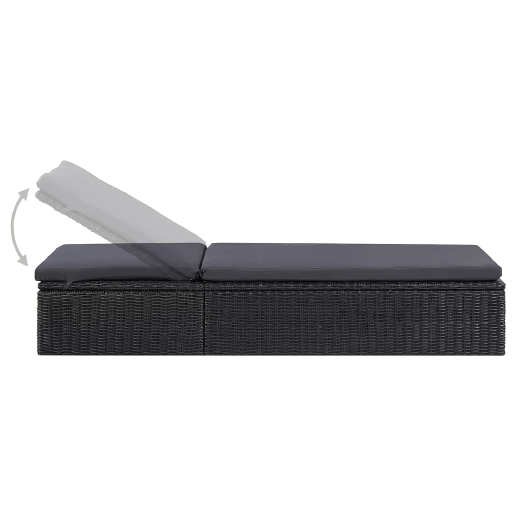 Sötétszürke polyrattan napozóágy