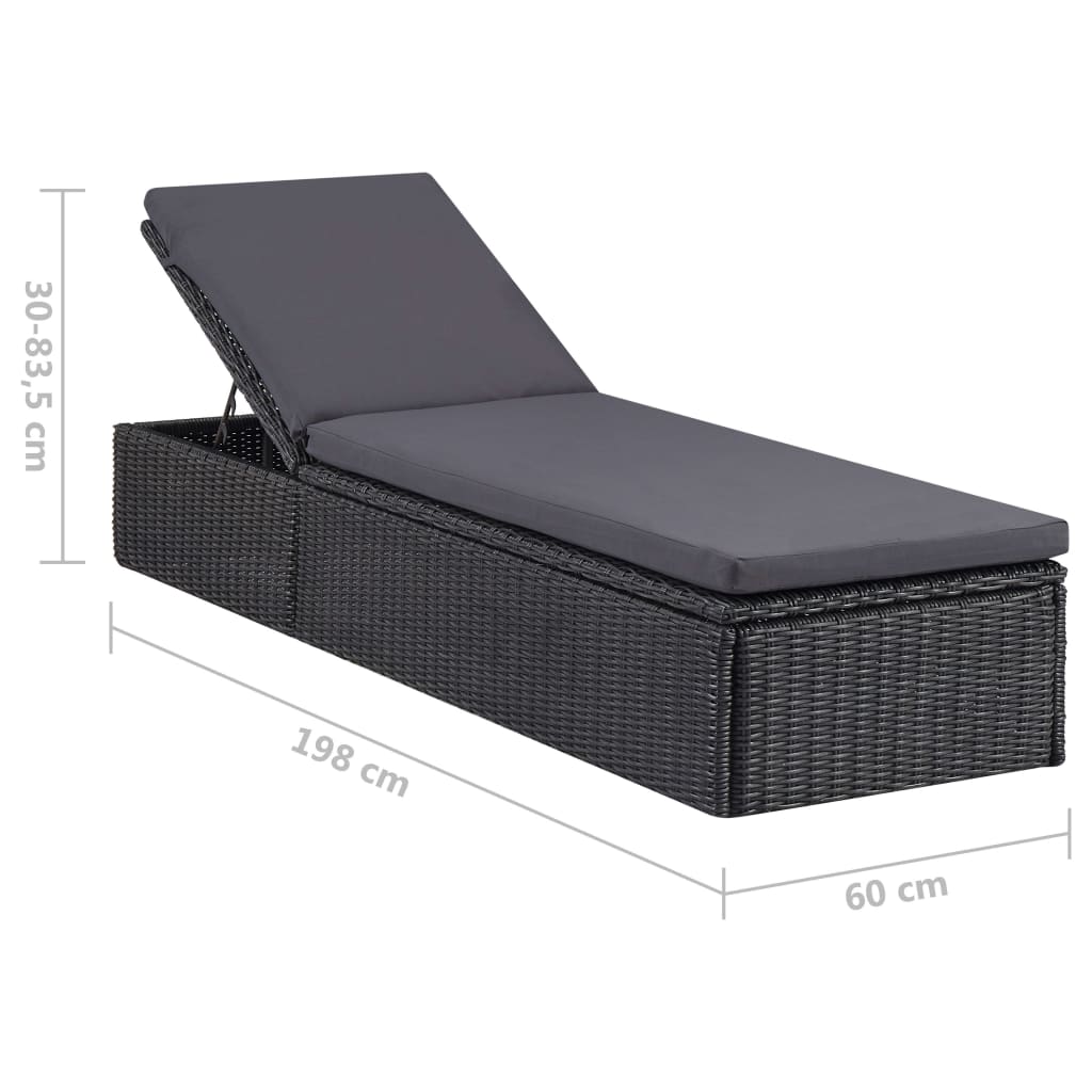 Sötétszürke polyrattan napozóágy