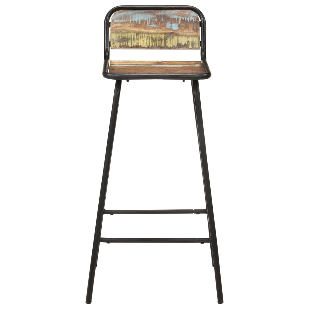 2 db tömör újrahasznosított fa bárszék