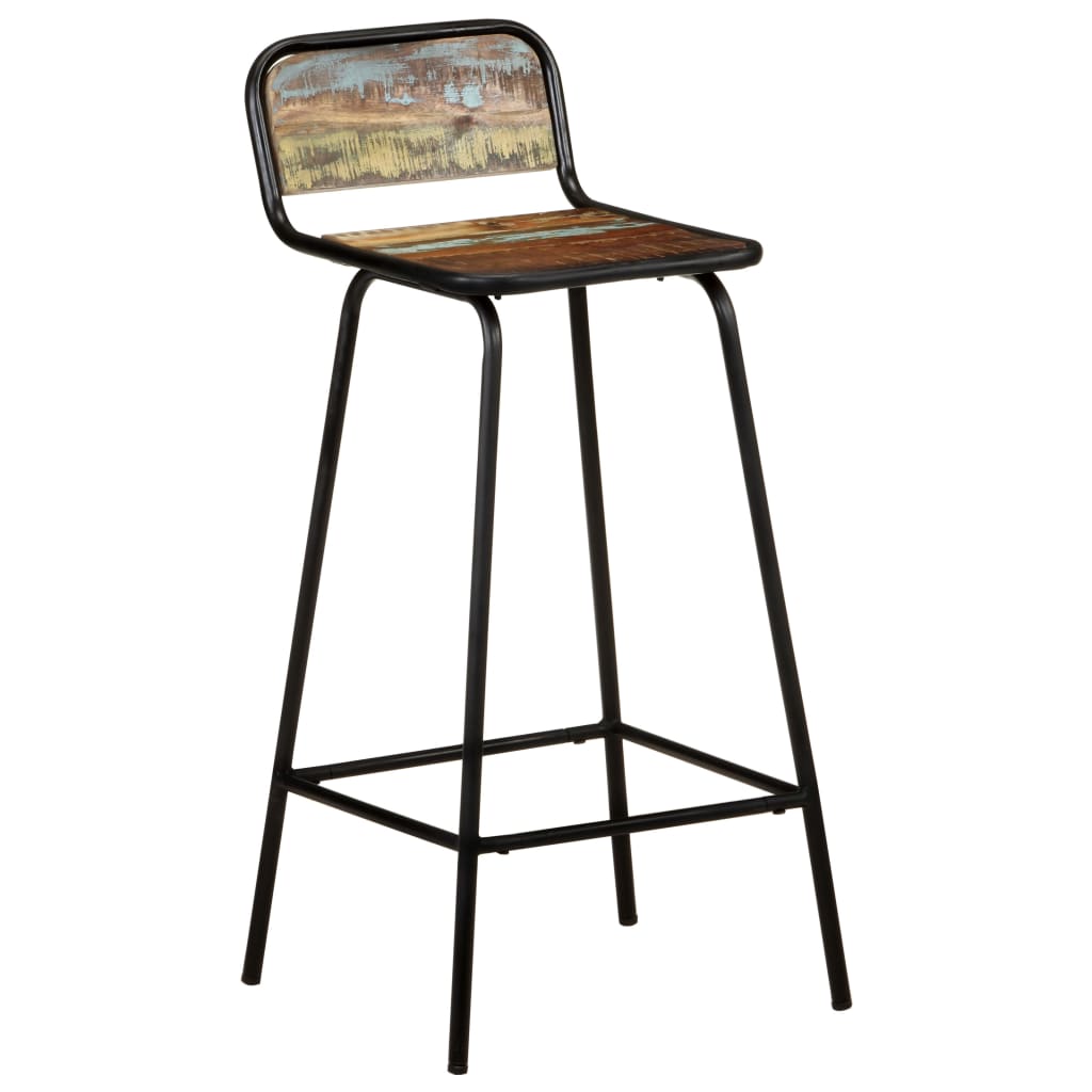 2 db tömör újrahasznosított fa bárszék