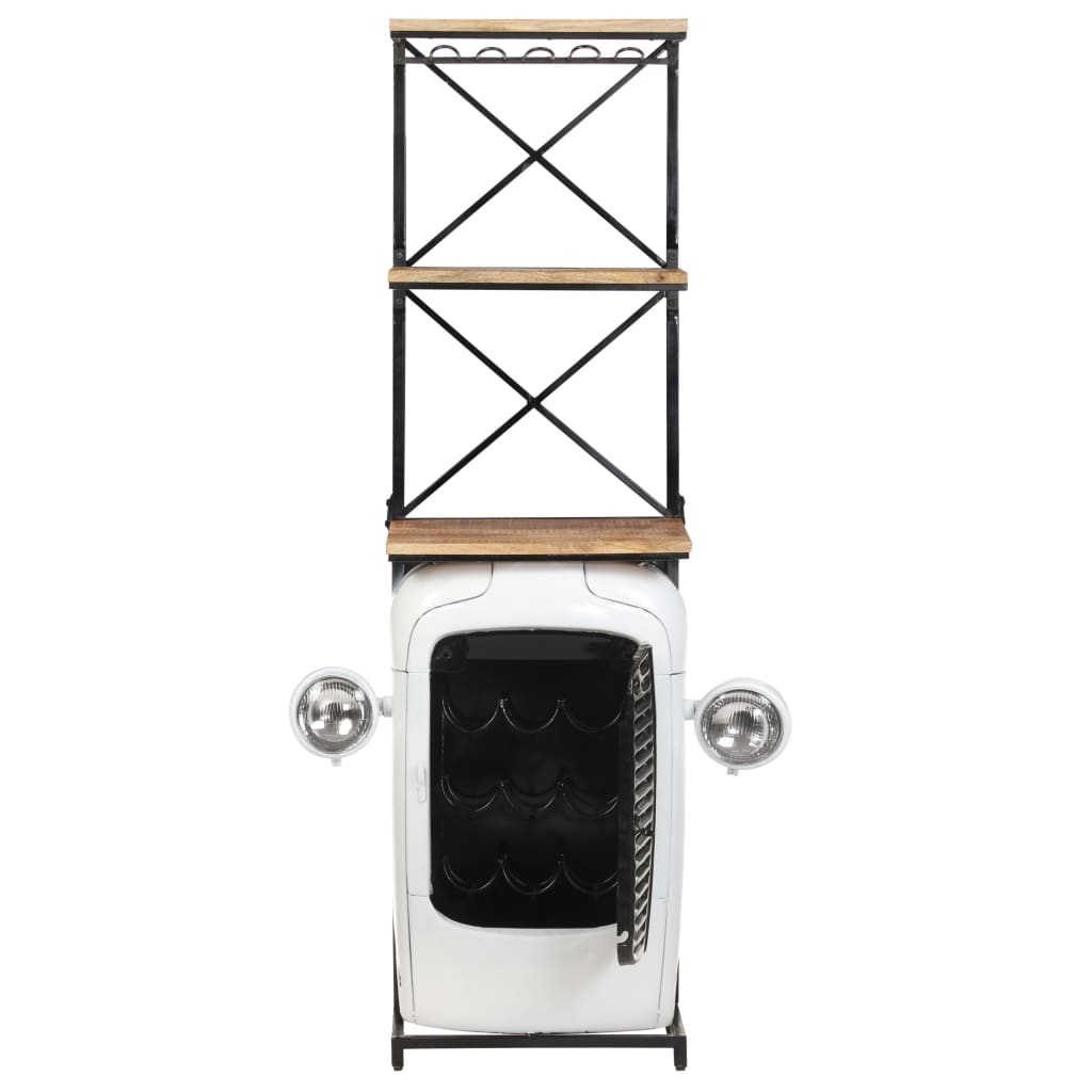 Fehér traktor formájú nyers mangófa borszekrény 49x31x170 cm