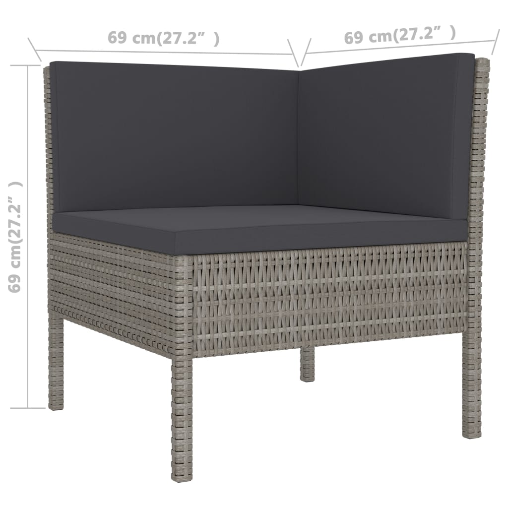3 részes szürke polyrattan kerti ülőgarnitúra párnákkal