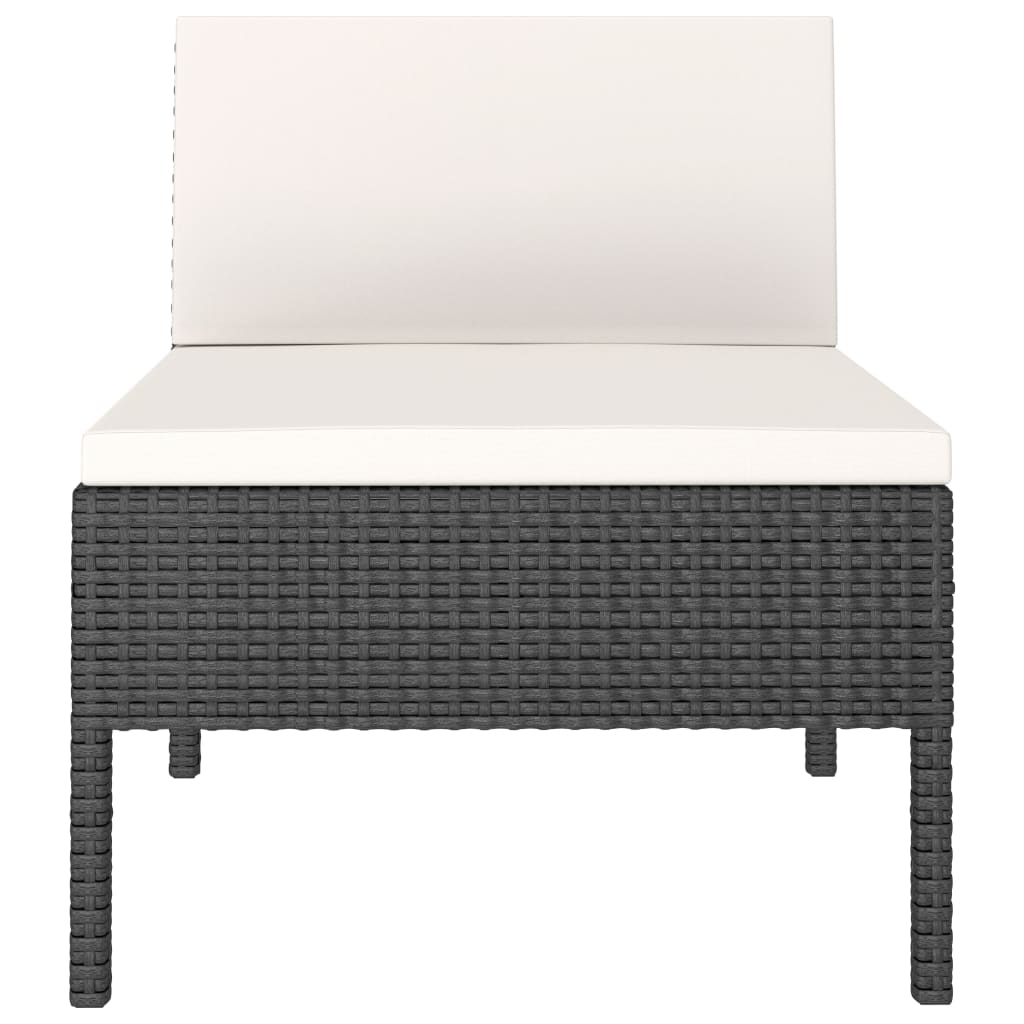 3 db fekete polyrattan kerti szék párnákkal
