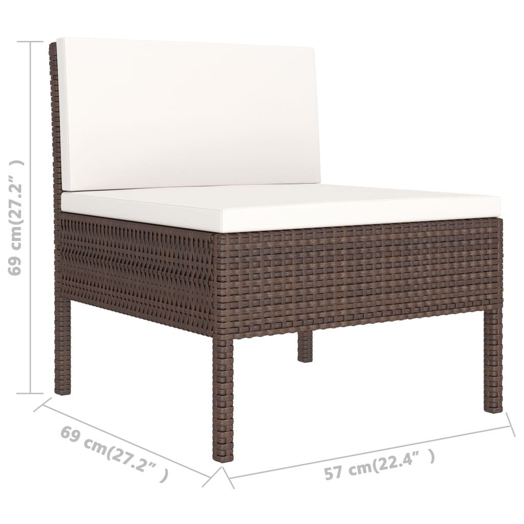 2-részes barna polyrattan kerti bútorszett párnákkal