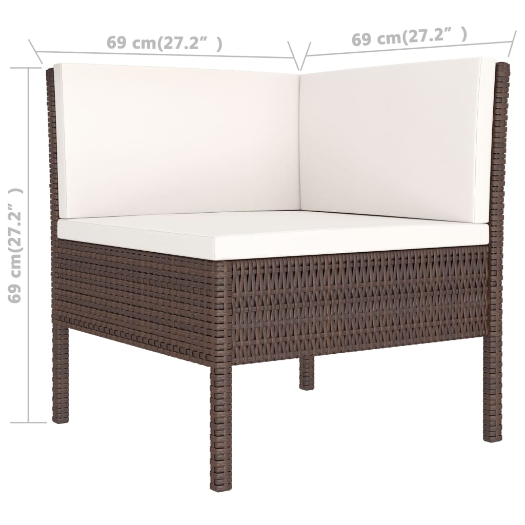 3 részes barna polyrattan kerti ülőgarnitúra párnákkal