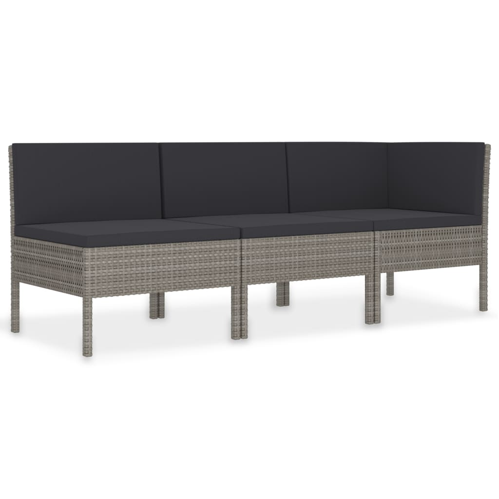 3 részes szürke polyrattan kerti ülőgarnitúra párnákkal