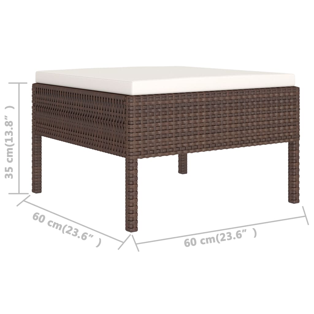 2 részes barna polyrattan kerti bútorszett párnákkal