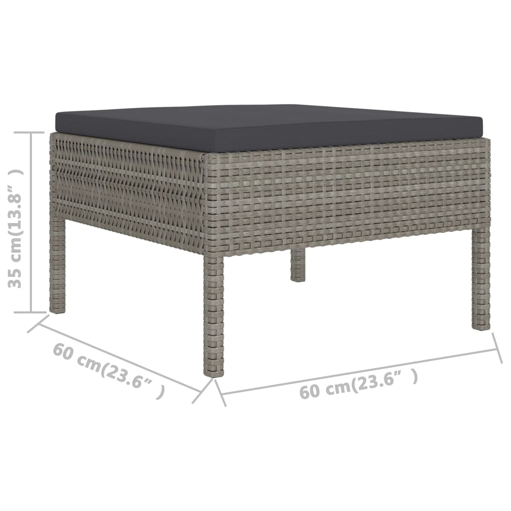 2 részes szürke polyrattan kerti bútorszett párnákkal