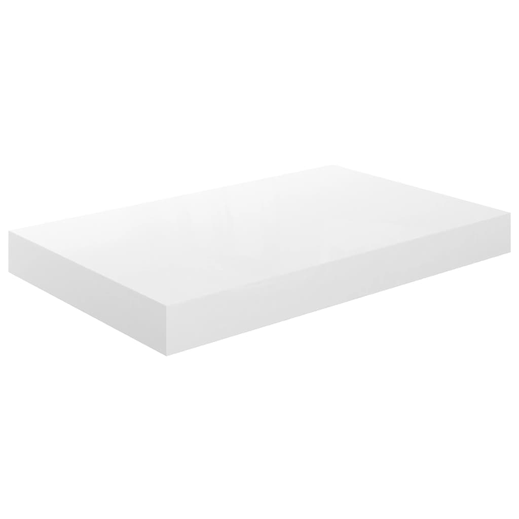 2 db magasfényű fehér mdf lebegő fali polc 40 x 23 x 3,8 cm