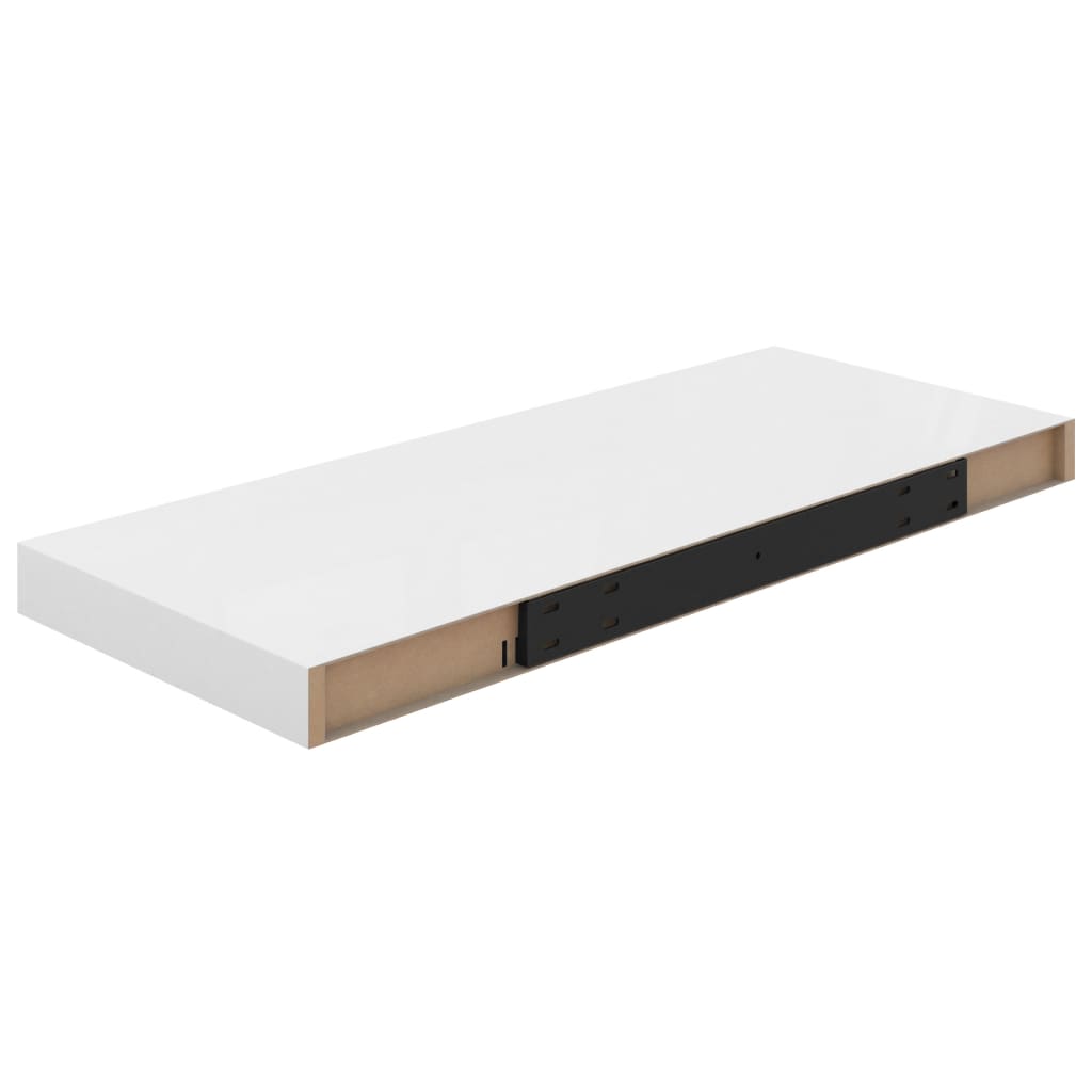 4 db magasfényű fehér mdf fali polc 60 x 23,5 x 3,8 cm