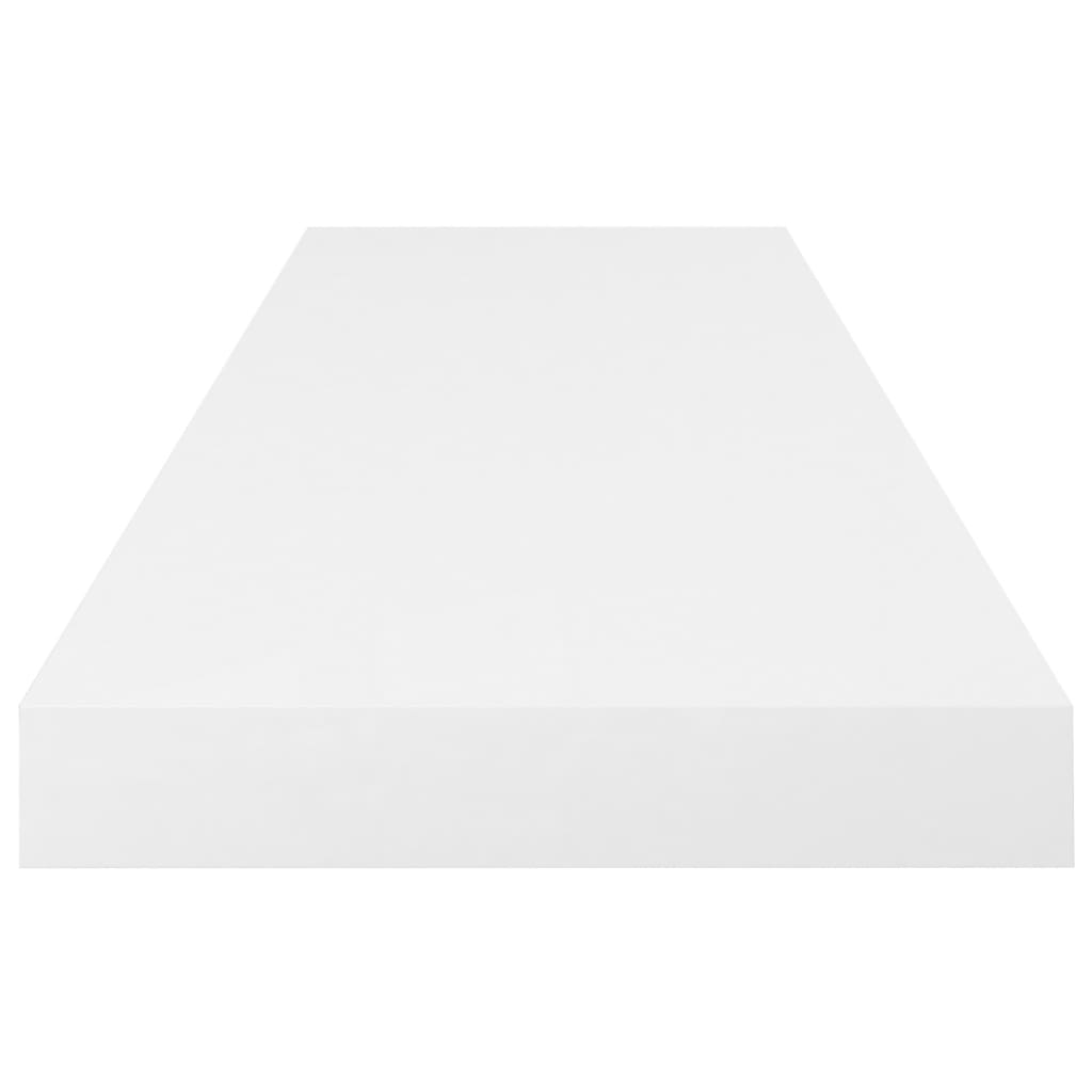 2 db magasfényű fehér mdf fali polc 80 x 23,5 x 3,8 cm