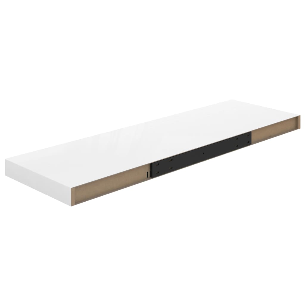 4 db magasfényű fehér mdf fali polc 80 x 23,5 x 3,8 cm