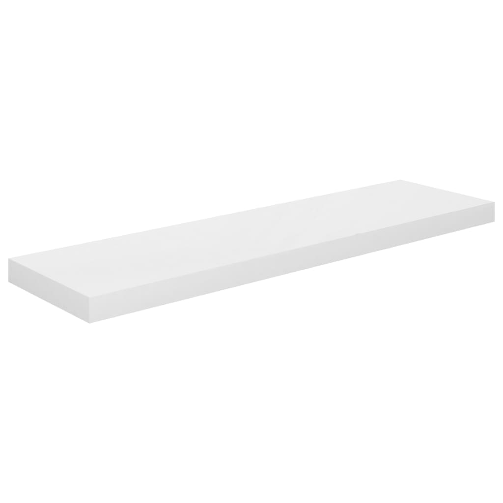 2 db magasfényű fehér mdf fali polc 90 x 23,5 x 3,8 cm