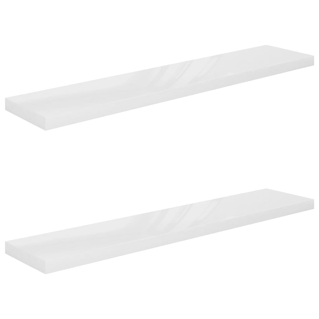 2 db magasfényű fehér mdf fali polc 120 x 23,5 x 3,8 cm 2 db magasfényű fehér mdf fali polc 120 x 23,5 x 3,8 cm