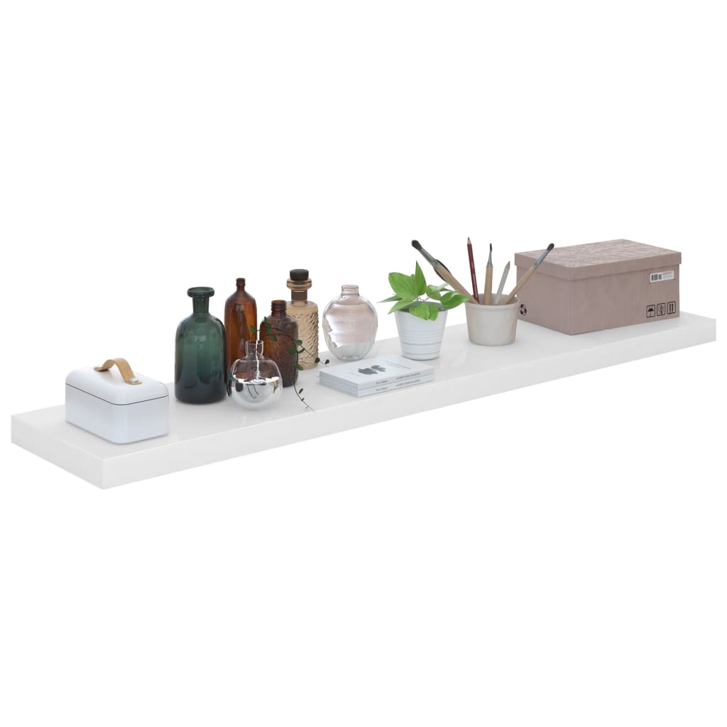 2 db magasfényű fehér mdf fali polc 120 x 23,5 x 3,8 cm 2 db magasfényű fehér mdf fali polc 120 x 23,5 x 3,8 cm
