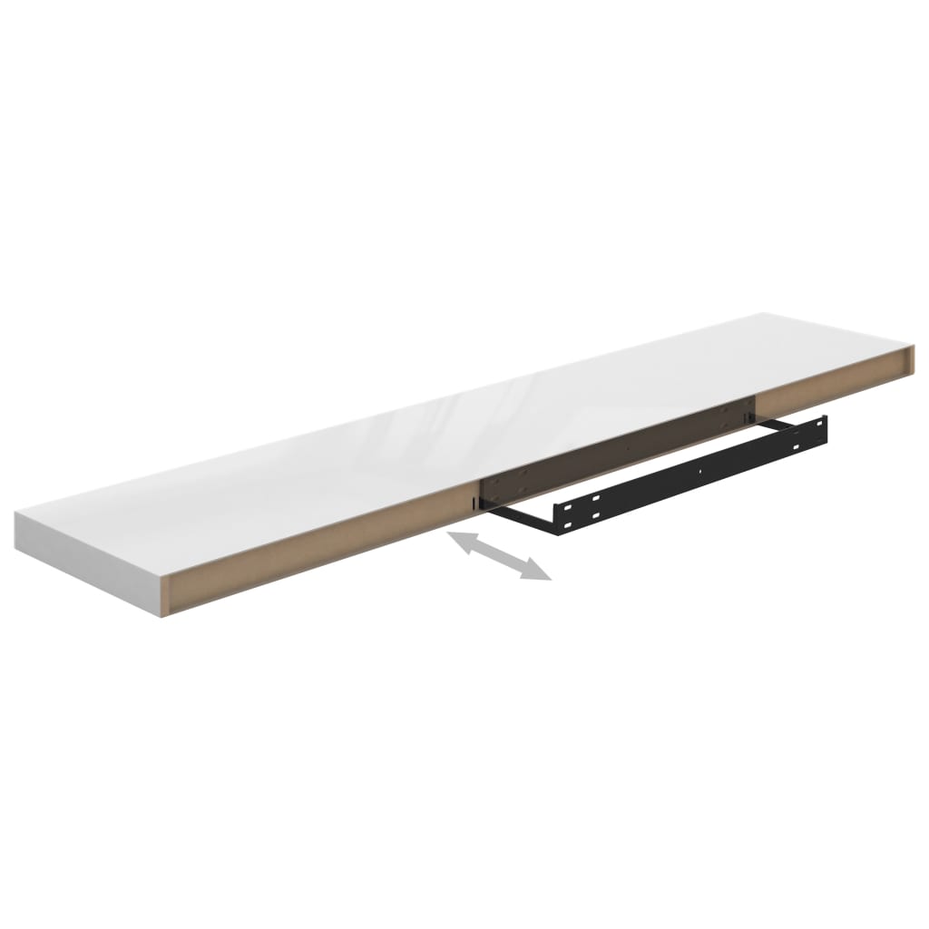 2 db magasfényű fehér mdf fali polc 120 x 23,5 x 3,8 cm 2 db magasfényű fehér mdf fali polc 120 x 23,5 x 3,8 cm